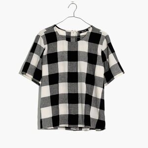 Madewell Boxy Button-Back Top in Gingham Check